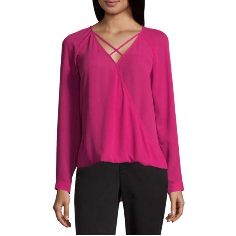 NWT Worthington V-Neck Criss-Cross Front Blouse